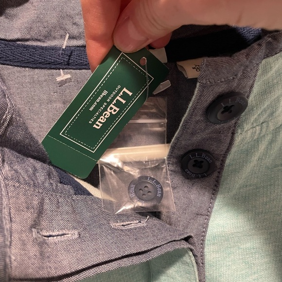 L.L. Bean Mint Green 1/4 Button Shirt NWT Size Large Petite - Picture 4 of 6